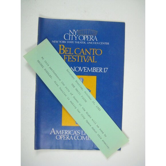 The Magic Flute NY City Opera Bel Canto Festival Program July 1985 Bergenson - Picture 2 of 9